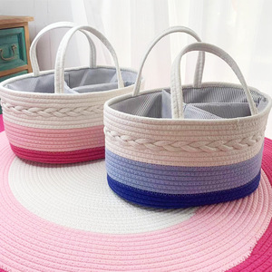 Cesta de Almacenamiento Plegable Moderna para Bebés, con Compartimento Central, de Cuerda de Algodón Ecológica, Portátil, Grande y Bonita, Venta al por Mayor - Product Image 2