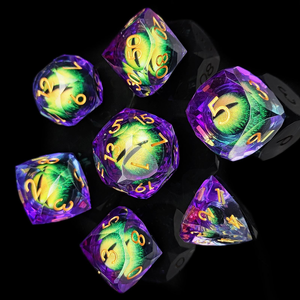 Juego <span class=keywords><strong>de</strong></span> Dados Poliédricos Preumim Prism D20 Dragon Eye Liquid Core <span class=keywords><strong>de</strong></span> 7 Dados con Núcleo Líquido, para Juegos <span class=keywords><strong>de</strong></span> Dragones y Mazmorras, con Bordes Afilados - Product Image 1