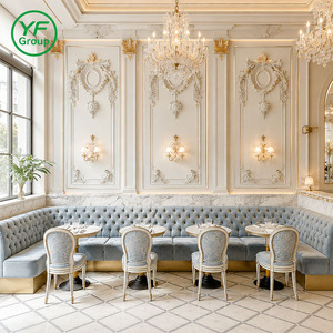 Muebles de Restaurante Modernos y Lujosos, Asientos de Terciopelo Cómodos, Banqueta con Respaldo Acolchado y Botones para Hotel, Bar, Cafetería - Product Image 1