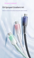 Kabel Data USB C ke L Bersertifikasi CE RoHS Grosir Pabrik, PD 27W, Desain Kristal Es Transparan, Kabel Kepang untuk iPhone 1m 2m