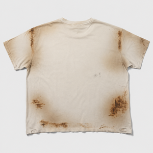 Camiseta de algodón 300GSM personalizada con efecto descolorido por el sol, estilo oversize, en blanco, desgastada, vintage, streetwear, de peso pesado para hombre - Product Image 2
