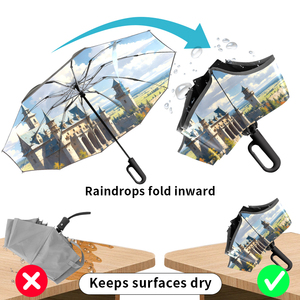 23*10K Inverted Dry Wet Technology Compact Folding Umbrella For Car Doorstep And Home Entrance Umbrella - Product Image 3
