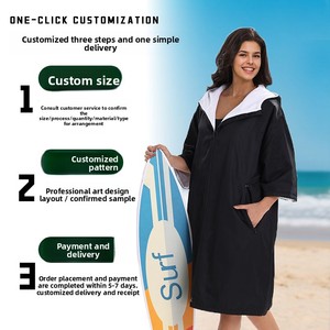 Poncho à séchage rapide à glissière plongée surf équipement de natation absorbant l'eau séchage rapide adulte plage <span class=keywords><strong>peignoir</strong></span> à capuche - Product Image 4