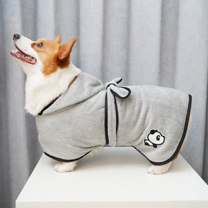 Pet <b>Dog</b> <b>Bathrobe</b> Coral Fleece Quick Drying Hooded Robe For Small Medium <b>Dogs</b> All Seasons Wear - Product Image 1