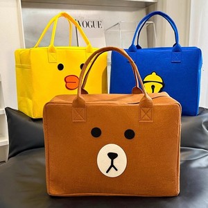 Bolsa de viaje de fieltro, bolsa de almacenamiento de dibujos animados, oso marrón, pato amarillo, campana azul, asa suave, equipaje portátil para viaje, unisex - Product Image 4