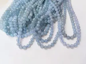 Perles naturelles de pierre précieuse lisse, aigue-marine de haute qualité, perles en vrac rondes, de 4MM 6MM 8MM 10MM 12MM, livraison gratuite