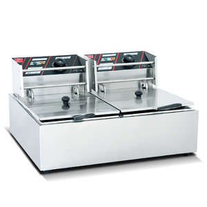 Friteuse commerciale double frites argentées friteuse de comptoir en acier inoxydable friteuse frites friteuse - Product Image 2