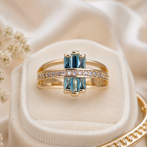 Anello con pietra blu, design classico e accessori alla moda per l'uso quotidiano. - Product Image 4