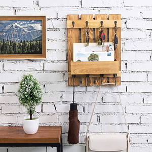 Support mural vintage <span class=keywords><strong>en</strong></span> <span class=keywords><strong>bois</strong></span> brûlé à un seul niveau pour tasses à café, accessoires de <span class=keywords><strong>cuisine</strong></span>, étagère de rangement Mingrui JAJ-A0025 - Product Image 6