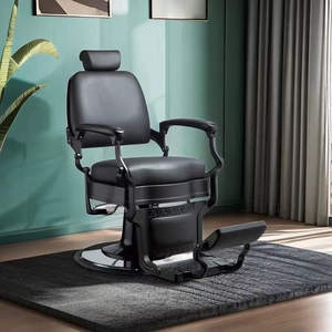 Chaise de barbier en cuir PU noir de style européen robuste, modèle 2024, pour salon et extérieur - Product Image 2
