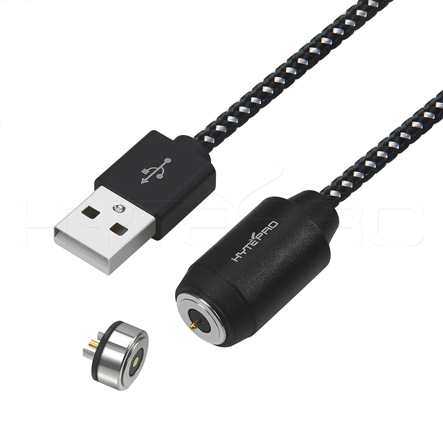 HYTEPRO M565 Round 2Pin Magnetic Charging Cable, Straight Aluminum Connector Braided USB Cord, 5-24V 6A for Electronic Devices