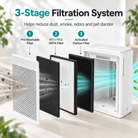 Purificateur d'air commercial haut de gamme avec filtre HEPA, purificateur d'air intelligent pour la maison, contre la fumée des incendies, les allergies, les animaux domestiques, grandes pièces, ventilateur H13