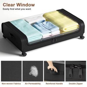 Contenedores de Almacenamiento Extra Grandes Impermeables para Debajo de la Cama con Ruedas, Bolsa de Cama de Tela Oxford No Tejida, Material Metálico - Product Image 5