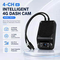 Caméra embarquée AI 4G 4 canaux ET39M avec ADAS, DMS, BSD, GPS, WiFi, carte SIM 4G, 1080P, système MDVR pour flotte, capteur Sony, 12-24V