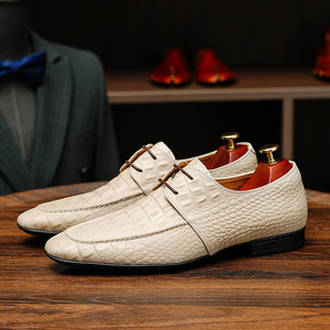 Chaussures habillées pour homme en cuir véritable à lacets, pour mariage, semelle en caoutchouc, respirantes, antidérapantes, semelle souple, Derby - Product Image 4
