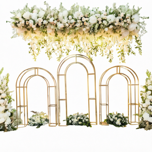 Arche de mariage ronde en métal doré pour événements extérieurs, fêtes d'anniversaire, douches nuptiales et cérémonies - Product Image 1