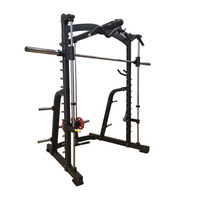 Equipo de Gimnasio Comercial Multifuncional de Alta Resistencia: Máquina Smith, Rack de Potencia, Polea de Tracción Superior, Remo Bajo y Banco de Press