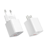 Mini chargeur mural double port 38W PD 20W + QC3.0 18W, adaptateur de charge rapide, chargeur USB de type C portable pour iPhone Android