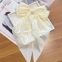 Grand nœud en tissu de style européen pour cheveux, barrettes d'été en satin, pinces à cheveux couleur unie pour queue de cheval