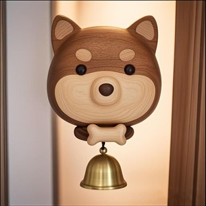 Sonnette de porte, bois massif, carillon éolien pour petit chien, réfrigérateur, cloche de rappel affichée pour entrer dans la maison, ouverture, cadeau - Product Image 2