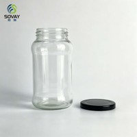 Pot en verre à bord incurvé haut, 650 ml, transparent, avec couvercle fileté, pour mise en conserve domestique, fermentation, emballage alimentaire commercial