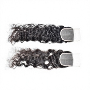 Vente en gros économique de <span class=keywords><strong>Cheveux</strong></span> humains indiens vierges bruts 100% à cuticules alignées, longs, simple tirage, Remy, avec closure 4*4, ondulés, crépus, Super Wave <span class=keywords><strong>naturel</strong></span> - Product Image 3