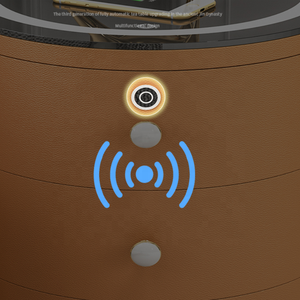 Mesita de noche redonda inteligente con luz led, mueble de dormitorio con carga inalámbrica, de cuero, nuevo diseño - Product Image 5