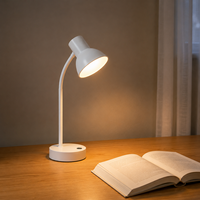 Lampe de bureau minimaliste à lumière chaude, rechargeable, fonctionnant sur batterie, avec col de cygne flexible