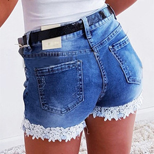 Shorts de Mezclilla Elásticos y Ajustados para Mujer, con Encaje, a la Moda, en Oferta - Product Image 5