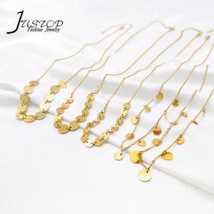 Collier ras de cou tendance en acier inoxydable imperméable avec chaîne à maillons et breloques en agate - Product Image 1