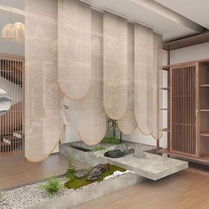 Cortina de partición con textura de lino natural, buena privacidad, pantalla semitransparente, restaurante de té, cortina Lisa personalizada a granel - Product Image 4