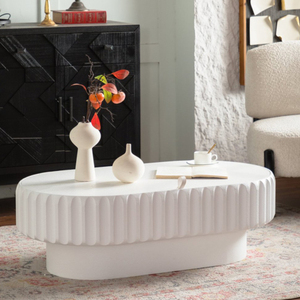 โต๊ะกาแฟทรงกลมสีครีมขาว ดีไซน์ทันสมัย แข็งแรงทนทาน พร้อมฝาปิดแบบยกได้ ทำจากไม้อัดเอ็มดีเอฟ เหมาะสำหรับห้องนั่งเล่น - Product Image 2