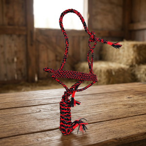Rub International Modèle 7860H Premium, Lanière en corde de nylon nouée à la main, Têtière tressée arc-en-ciel |   Logo de cheval personnalisable en taille ajustable - Product Image 1
