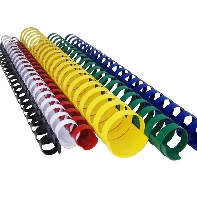 6mm-51mm colorful spiral PVC plastic binding comb rings
