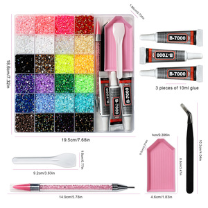 24 Grids Rhinestones Set Mixed Color Flat Back Non Hotfix Nail Art Decorations With Tweezers And Glue B7000 <b>Kit</b> - Product Image 4