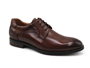Chaussures Derby classiques marron pour hommes, en cuir lisse poli, à lacets, talon bas, pour affaires, mariage, bureau - Product Image 5