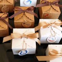 Kraft Paper Gift Boxes Wedding Candy Boxes with Paper Tags and Ribbon DIY Party Paper Box for Packaging