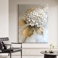 Peintures à l'huile sur toile abstraites dorées et blanches 3D texturées à fleurs, 100 % peintes à la main, personnalisées en usine, pour le salon