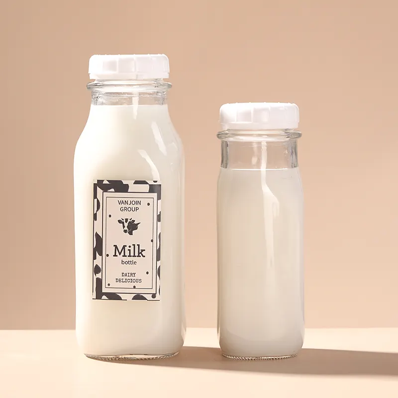 Wholesale Empty Square 500ML Milk Tea Juice Beverage Glass Bottle 12 oz 100ml Glass Bottles for Alcoholic Beverage