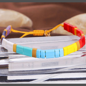 Hecha <span class=keywords><strong>a</strong></span> <span class=keywords><strong>mano</strong></span> de moda arco iris ajustable miyuki tila de pulsera de la joyerí<span class=keywords><strong>a</strong></span> al por mayor - Product Image 4