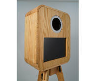 Photobooth en bois vintage couleur bois naturel avec flight case et support d'imprimante pour QW410 DS620 RX1