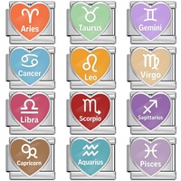 Bracelet en acier inoxydable fait main en forme de cœur, 12 signes du zodiaque, module puzzle italien, bracelet de montre DIY