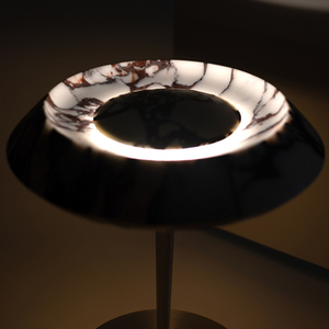 Lámpara de Mesa de Mármol Natural para Dormitorio, Decoración de Mármol Flore Calacatta Viola, Pantalla de Lámpara con Base de Metal - Product Image 3