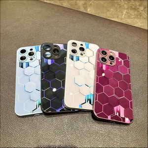 Nid d'abeille <span class=keywords><strong>carré</strong></span> métal peinture verre <span class=keywords><strong>coque</strong></span> nid d'abeille sens avancé étui de téléphone pour <span class=keywords><strong>iPhone</strong></span> 16 15 14 13 12 <span class=keywords><strong>11</strong></span> <span class=keywords><strong>Pro</strong></span> Max - Product Image 2