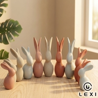 Figurine de lapin en céramique de style nordique aux couleurs pastel pour la décoration de la maison, l'étagère du salon ou comme cadeau de Pâques