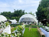 Dôme géodésique avec salle de bain, suite d'hôtel de luxe, glamping, maison igloo, ensemble complet, espace de vie imperméable et résistant au vent