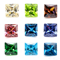 Vente en gros de pierres précieuses en zircone cubique de qualité 5A, taille princesse carrée, pierres synthétiques multicolores pour la fabrication de bijoux