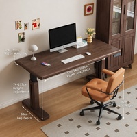 Bureau électrique réglable en hauteur en bois massif de qualité supérieure avec double moteur, table de bureau assis-debout de 120-160 cm de large, en noyer noir et cerisier