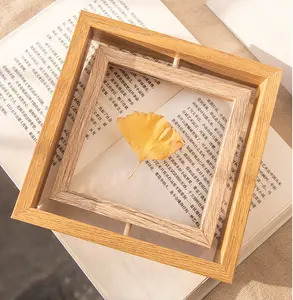 Cornice per foto in legno massello girevole creativo con cornice in vetro bianco con pianta da fiore personalizzata rettangolare quadrata all'ingrosso
