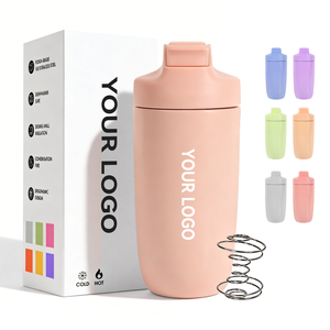 Bouteille shaker à protéines Northfox 380 ml en acier inoxydable avec poignée, tasse shaker légère en métal, bouteille de sport pour la gym, le fitness et les activités de plein air - Product Image 1